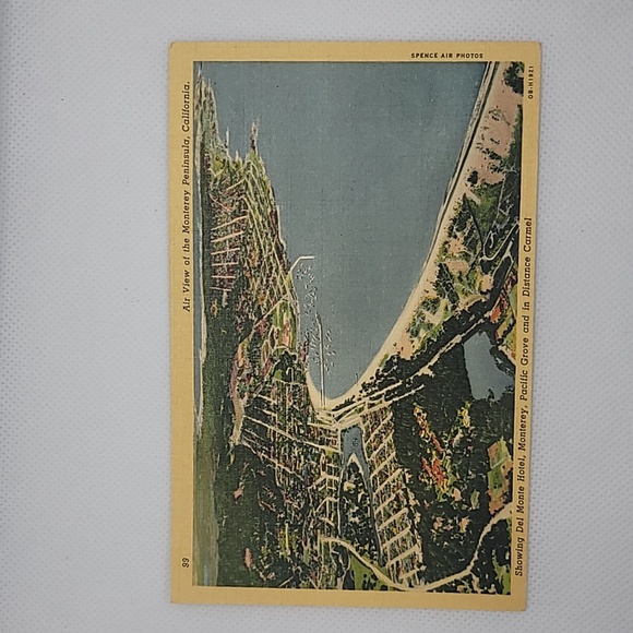 Air View of the Monterey Peninsula Vintage Curt Teich & Co. Postcard - Picture 1 of 6